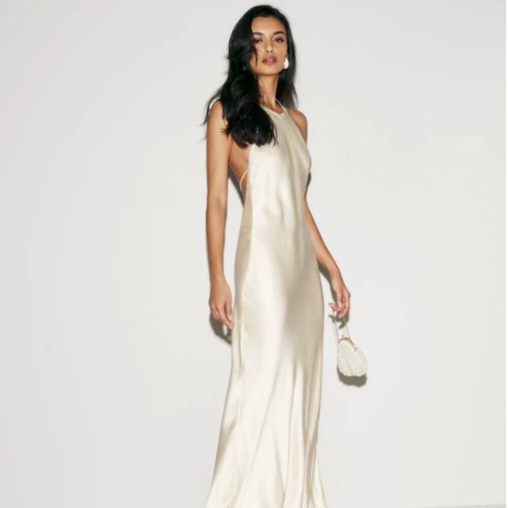 Reformation Jeany Silk Dress Ivory - Size XS